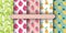 Set of fruits seamless pattern. collection of patterns - lemon with leaves, pomegranate, strawberry, pear, pineapple