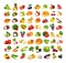 Set of fruits and vegetables. Fresh food, healthy eating concept. Vector illustration