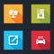 Set FTP folder download, Mail server, Open in new window and Car wash icon. Vector