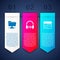 Set FTP folder, Headphone and sound waves and Calendar. Business infographic template. Vector