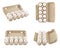 Set of full egg cartons shot from different angles. Isolated