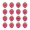 Set of fun kawaii strawberry fruit icon cartoons