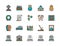 Set of Funeral Color Line Icons. Church, Crypt, Tomb House, Coffin and more.
