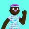 Set of funny African American boy avatar. Sporty active style. 3d creative character minimalist design