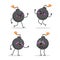 Set of funny black bombs with various expressions of emotion on their faces