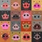 Set of funny boar faces