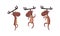 Set of Funny Brown Moose in Various Poses Set, Cute Elk Cartoon Character Dancing on its Hind Legs Cartoon Style Vector