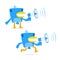 Set of funny cartoon blue bird