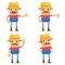 Set of funny cartoon farmer