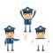 Set of funny cartoon policeman