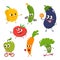 Set of funny cartoon vegetables doing sport