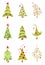 Set of funny christmas trees