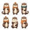 Set of funny and cute Christmas otters in winter clothing. Cute Small-clawed otter vector illustration with Christmas holidays