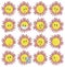 Set of funny flower emoticons