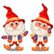 Set of funny gnome isolated on a white background. Sketch of Christmas festive poster, party invitation, other holiday