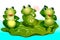 Set of funny green frogs.