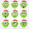 Set of funny green Santa\'s elfs smiles in goggle glasses