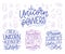 Set with funny hand drawn lettering quotes about unicorn. Cool phrases for print and poster design. Inspirational kids slogans.