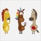 Set of funny horses cartoon character