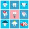 Set of funny icons of teeth