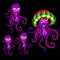 Set of funny jellyfish Rasta, Rasta cap beret