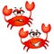 Set of funny laughing red crab isolated on white background. Vector cartoon close-up illustration.