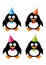 Set of funny penguins