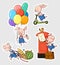 Set of funny piglets. Sticker collection.