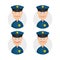 Set funny police officer face avatar expression illustration