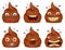 Set of funny poo emoticon cartoon characters