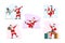 Set of Funny Santa Claus and Snowman Dancing. Christmas Characters Dabbing Move, Break Dance and Hip Hop Style, DJ Party