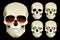 Set of funny skulls with different eyes and glasses
