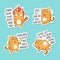 Set of funny stickers with a cute red cat and funny quotations