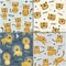 Set of funny tigers and lion seamlesss pattern, childish illustration for fabric,kids nursery