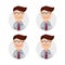 Set funny wacky male face doctor professional expression avatar