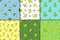 Set of funny yellow and green pears pattern