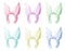 Set of fur furry fur furry pastel pink purple blue green yellow bunny rabbit hare ears headband headgear, transparent PNG
