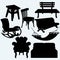 Set of furniture: rocking chair, stool, sofa, bench and hammock