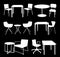 Set of Furniture. Tables and Chairs. Vector silhouette