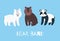 Set of furry friends. Polar bear, teddybear and panda. Vector illustration in flat style