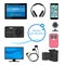 Set of gadgets and consumer electronic devices. Vector illustration in flat style. Design items, icons, phone, computer