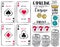 Set of gambling symbols, ace, dice, chips, vector illustration.