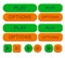 Set game bright button. Options and play in green and orange color.