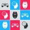 Set Gamepad, Head hunting concept and Computer mouse gaming icon. Vector