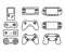 Set of gamepad icon outline. Gaming controller. Video game console.