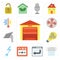 Set of Garage, Air conditioner, Browser, Fire alarm, Power, Smart, Panel, Fan, Thermostat, editable icon pack