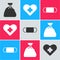 Set Garbage bag, Heart with a cross and Medical protective mask icon. Vector