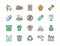 Set of Garbage Color Line Icons. Waste Factory, Trash Truck, Container and more.