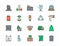 Set of Garbage Flat Color Line Icons. Waste Factory, Beer Can, Dumpster and more