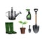Set of gardening icons. Vector illustration decorative design